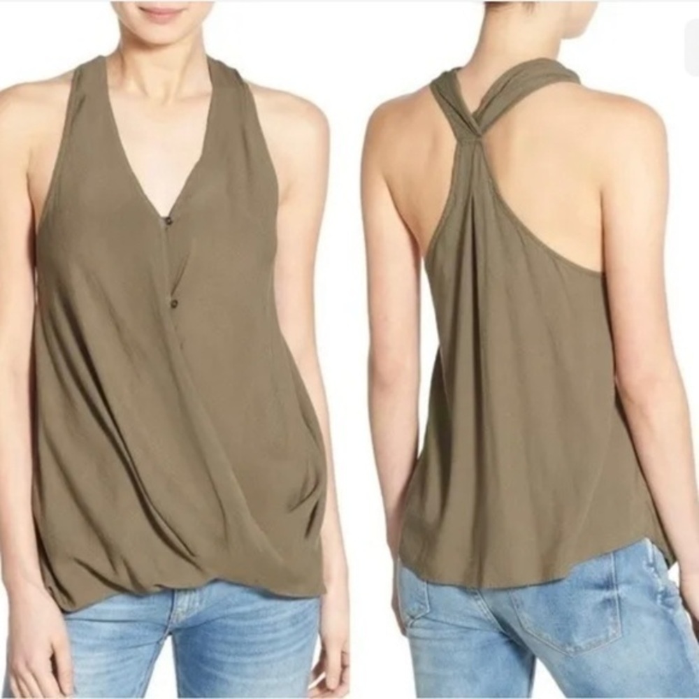 Blank NYC Draped Back Sleeveless Blouse Chic Minimal Work Top NWT